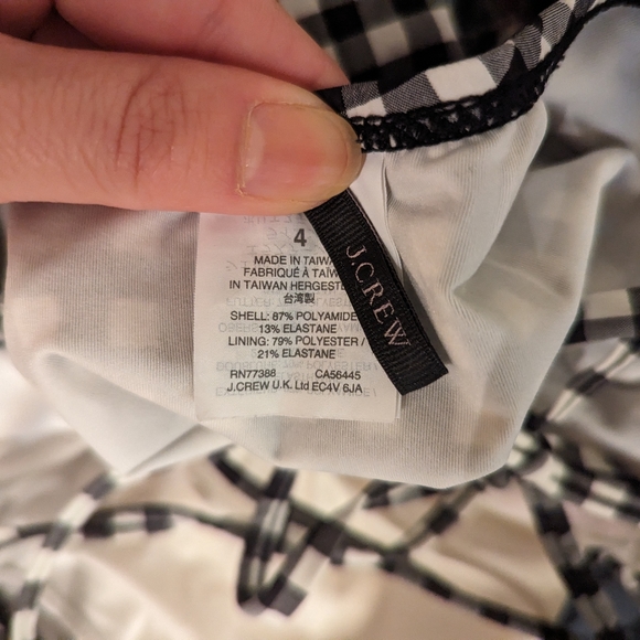NWOT J. Crew One-Piece Swimsuit Black & White Gingham Check Size 4 - Picture 5 of 5